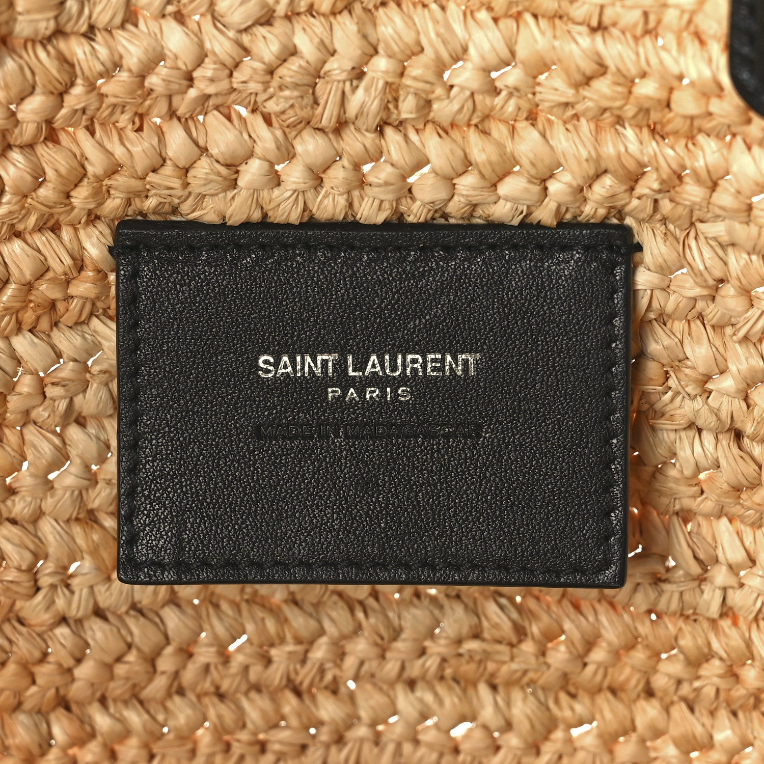 Saint Laurent Raffia Calfskin Rive Gauche Tote Naturale Black 7 of 12