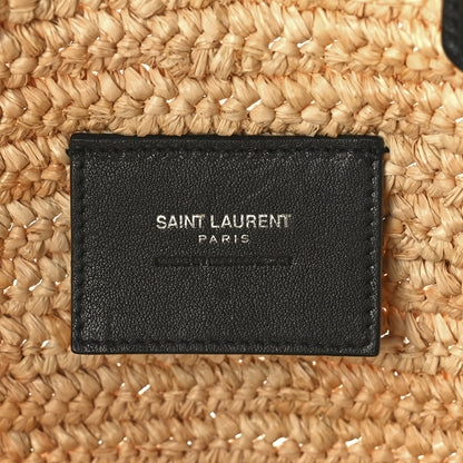 Saint Laurent Raffia Calfskin Rive Gauche Tote Naturale Black 7 of 12