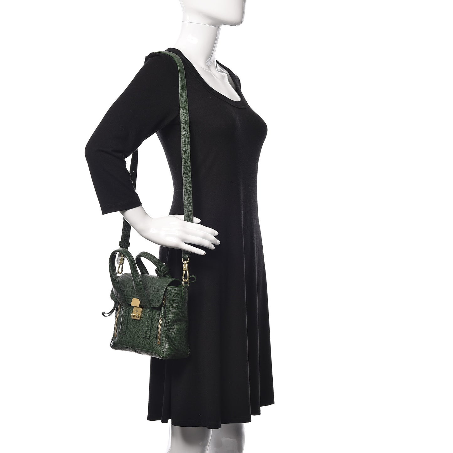 3.1 Textured Calfskin Mini Pashli Satchel Jade