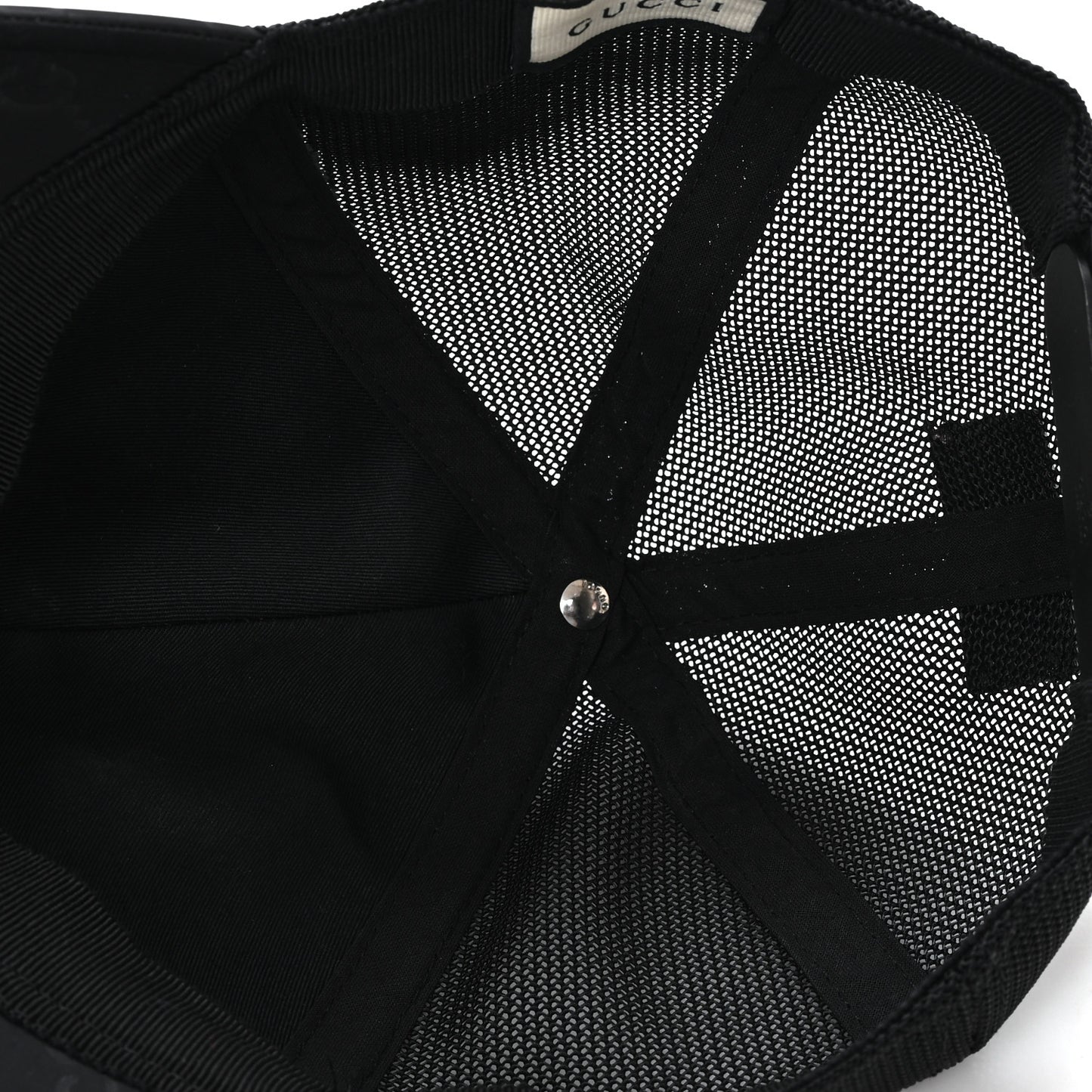 Nylon Light Mesh Dollar Calfskin GG Monogram Baseball Hat M Black