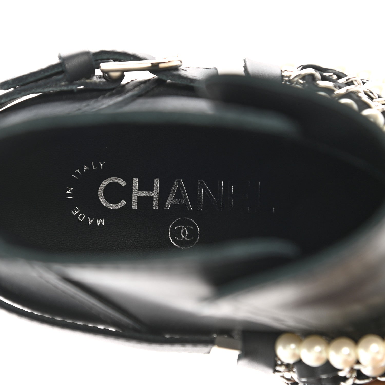 Chanel Calfskin Pearl Cap Toe Short Boots 36.5 Black 7 of 9