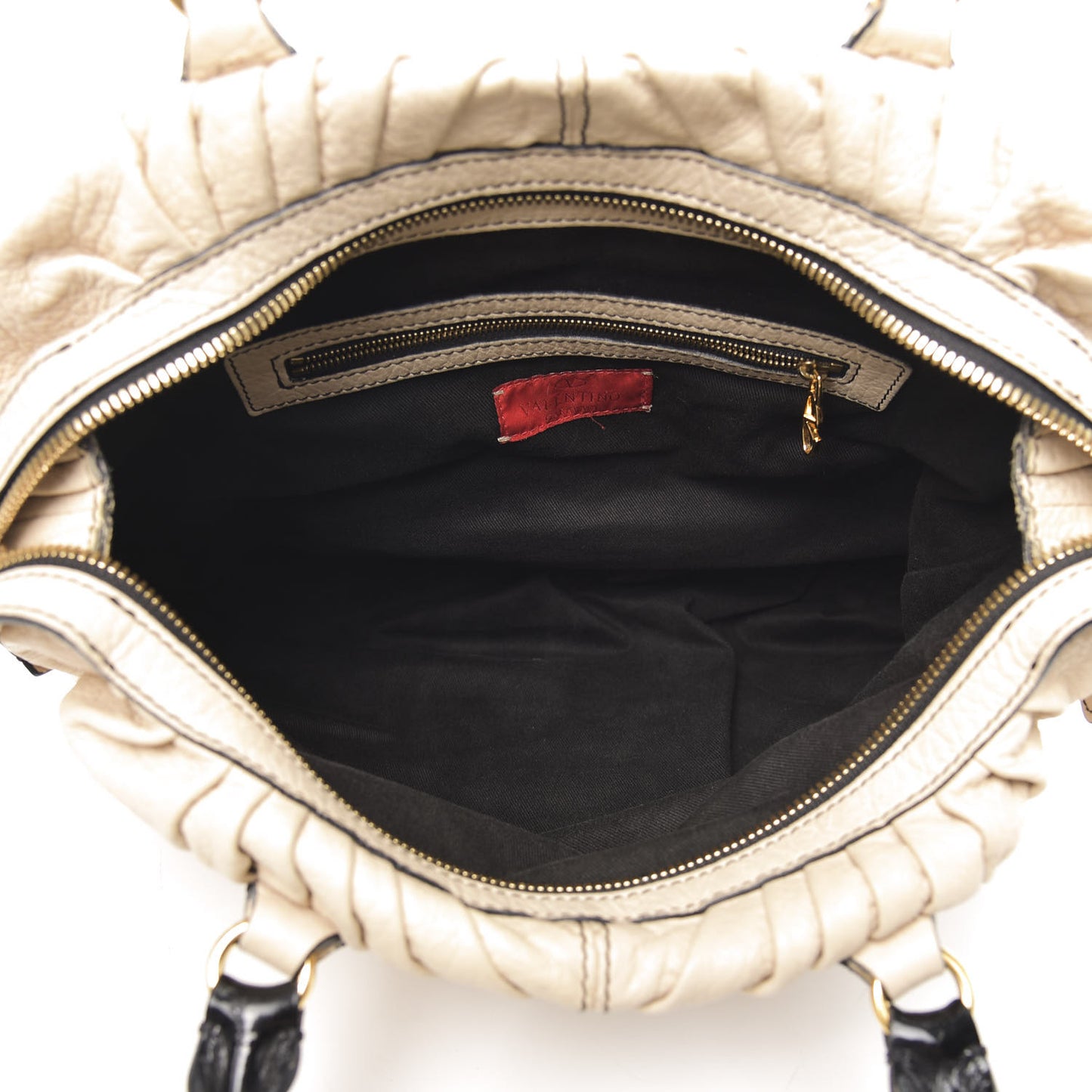 Lambskin Pleated Studded Maizeon Tote Beige
