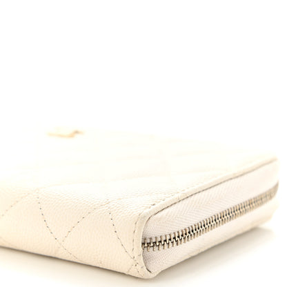 Chanel Caviar Quilted Large Gusset Zip Around Wallet White 10 of 10