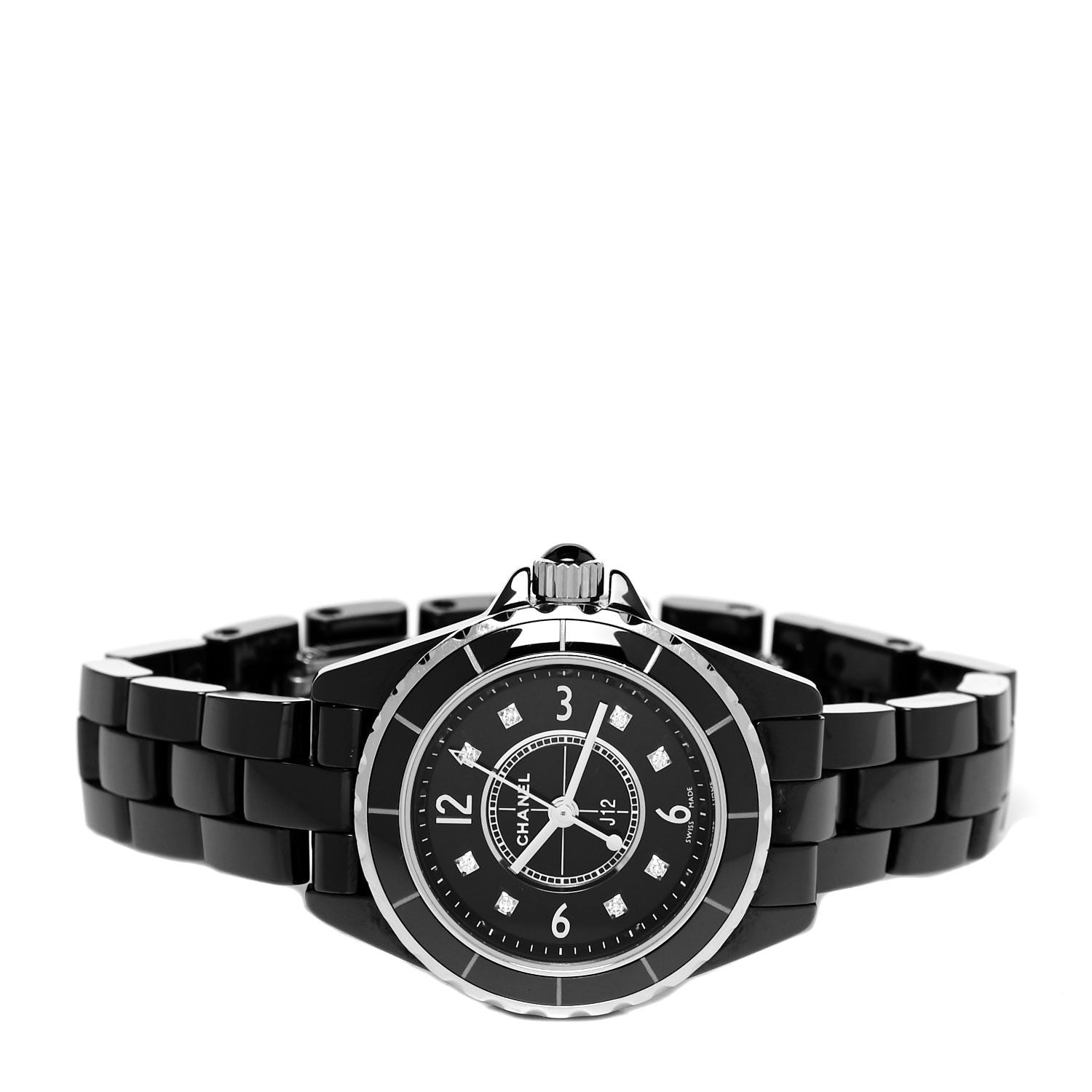Chanel Stainless Steel Ceramic Diamond 29mm J12 Quartz Watch Black 2 of 4