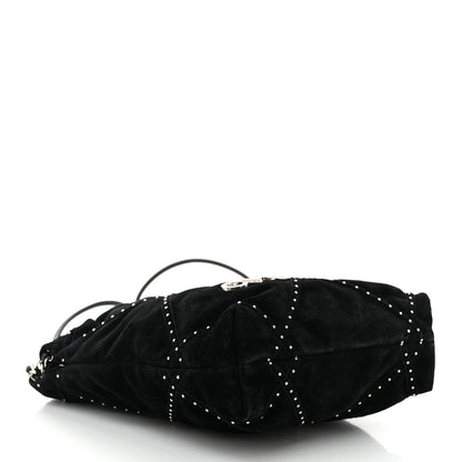 Chanel Suede Stitched Quilted Studded Mini Chanel 22 Black 4 of 10