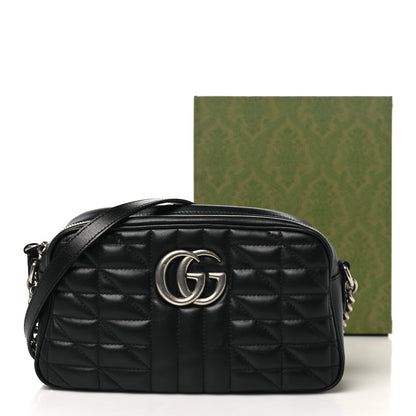 Gucci Calfskin Matelasse Aria Small GG Marmont Chain Shoulder Bag Black 11 of 11