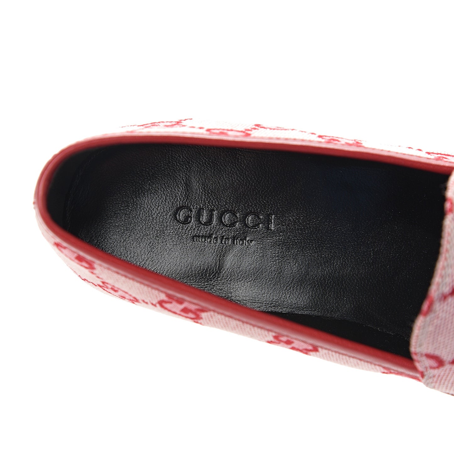 Canvas GG Monogram Horsebit Womens Jordaan Loafers 36 Gardenia Hibiscus Red