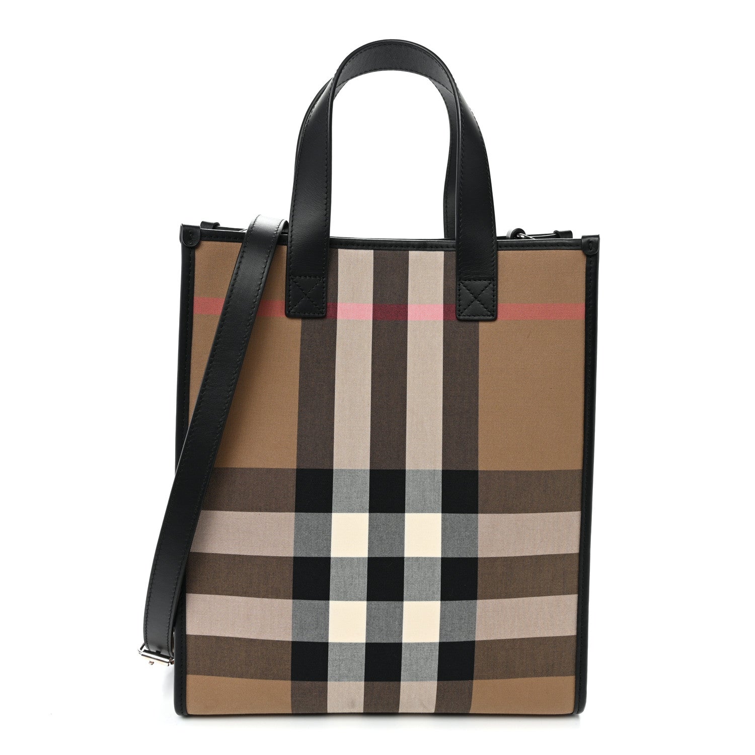 Burberry Calfskin House Check Small N/S Tote Black 1890326