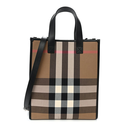 Burberry Calfskin House Check Small N/S Tote Black 1 of 9