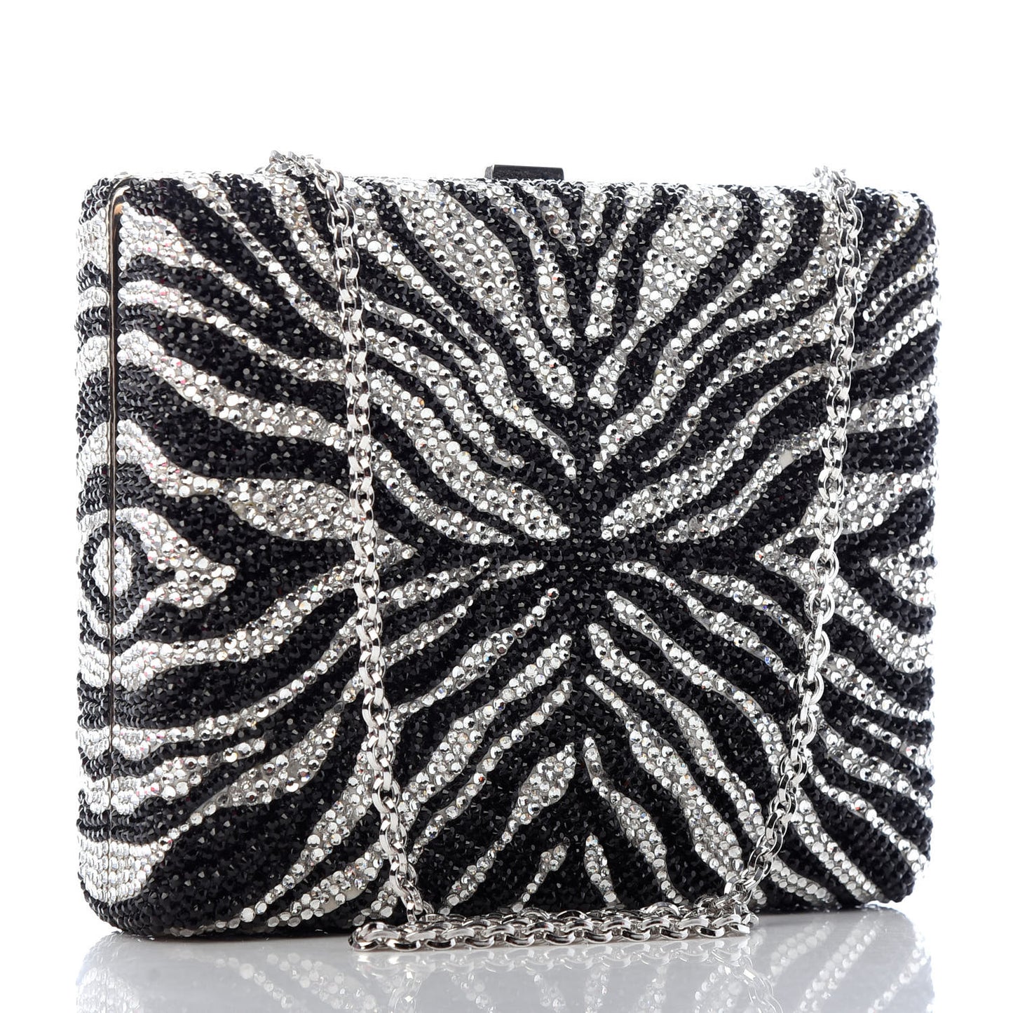 Austrian Crystal Zebra Evening Bag Silver Black