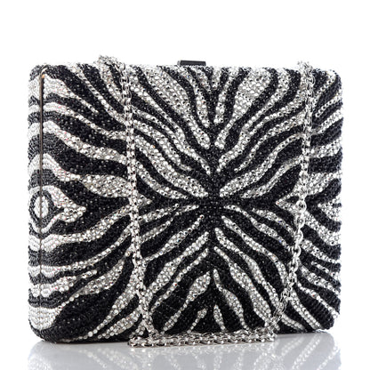 Judith Leiber Austrian Crystal Zebra Evening Bag Silver Black 3 of 9
