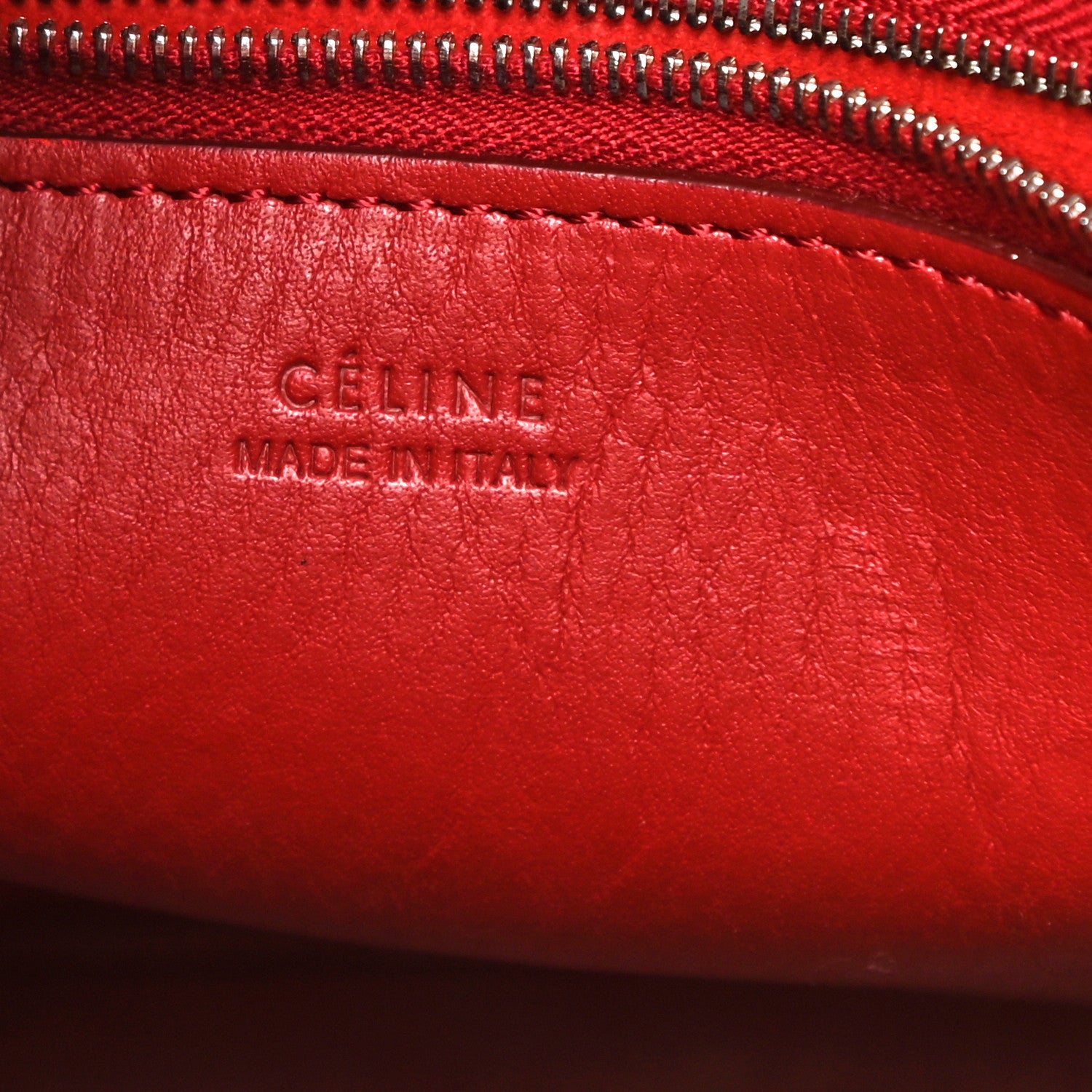 Celine Suede Calfskin Sangle Bucket Bag Red 6 of 10