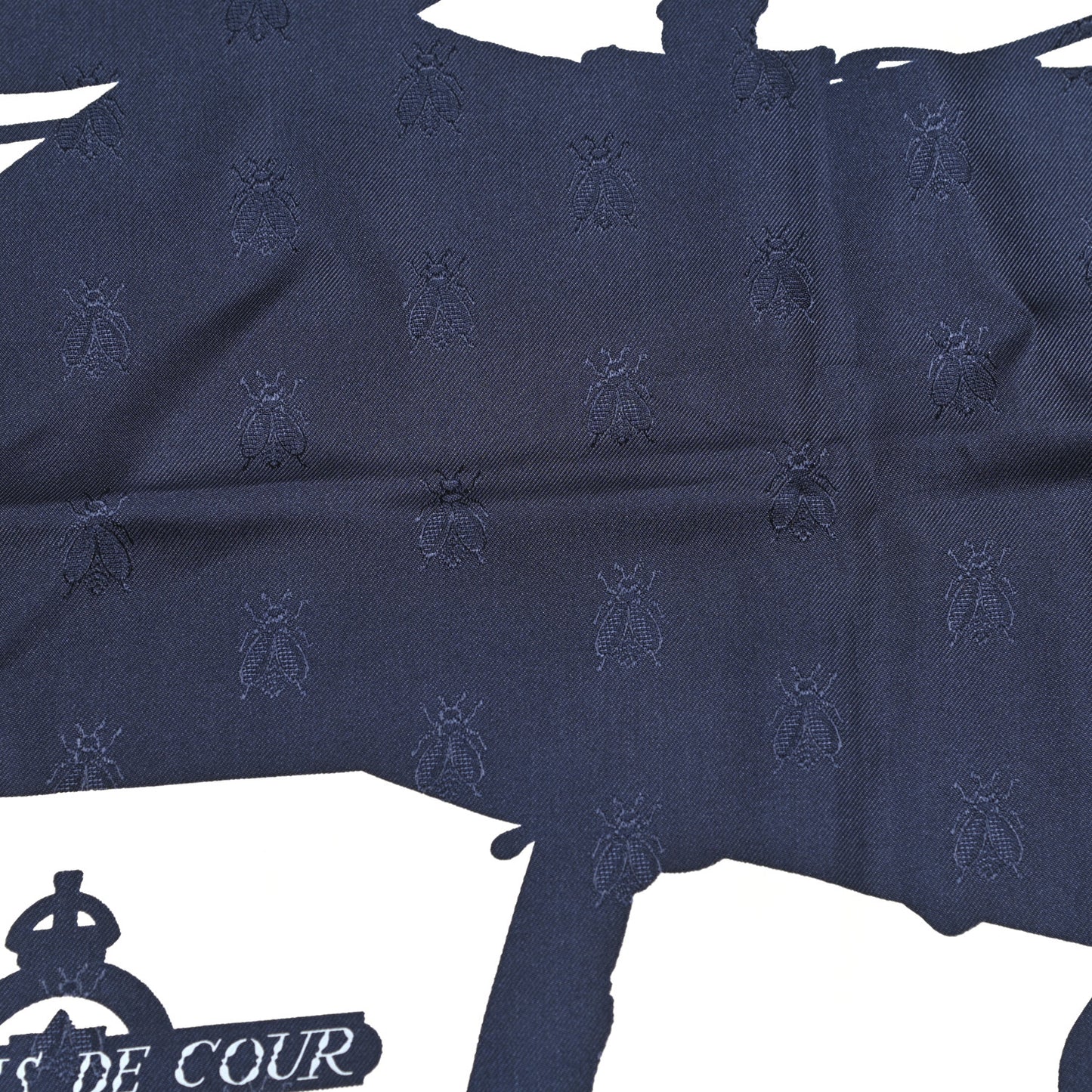 Silk Harnais De Cour Tattoo Scarf 90 Marine White