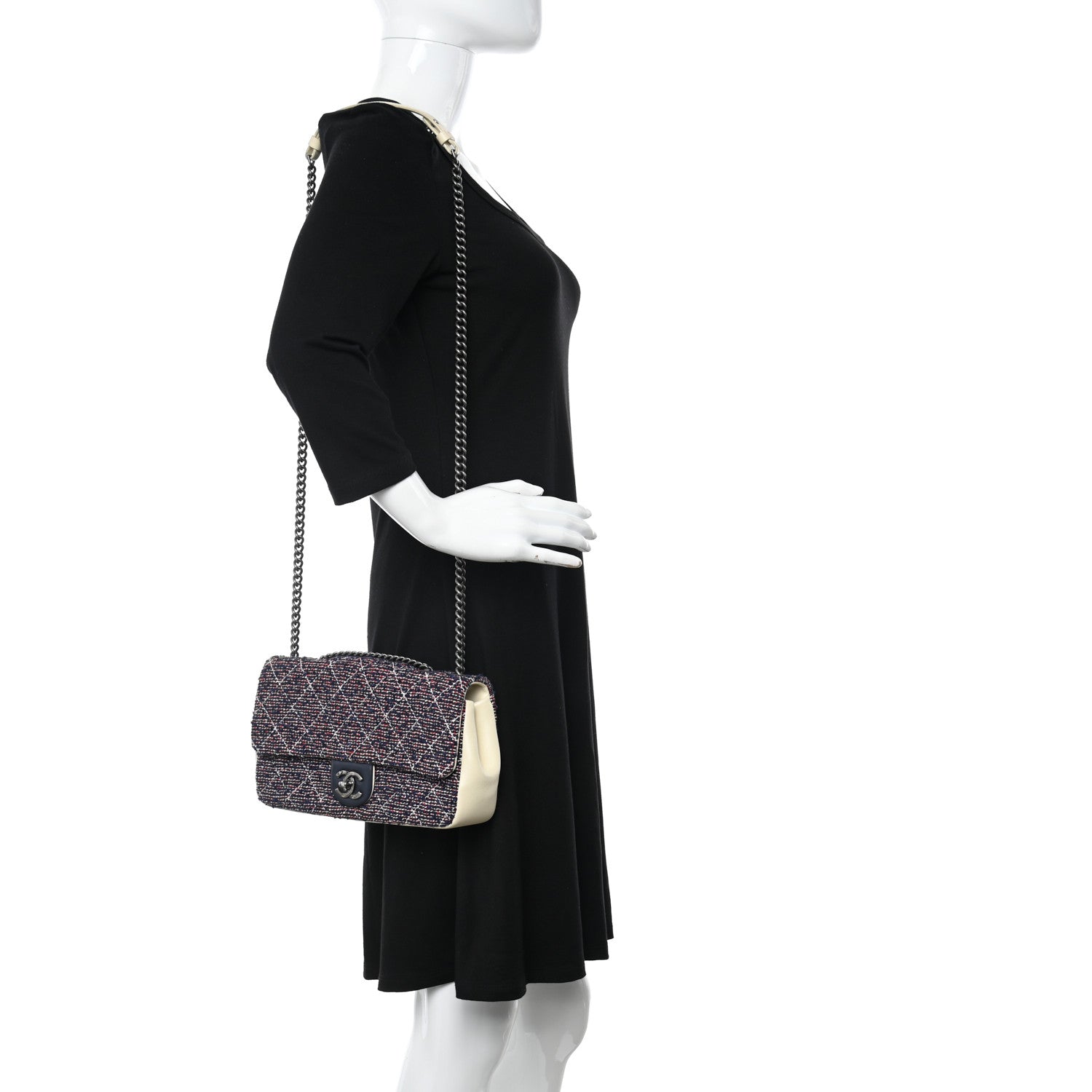 Chanel Tweed Quilted Medium Single Flap Blue Multicolor 2 of 10