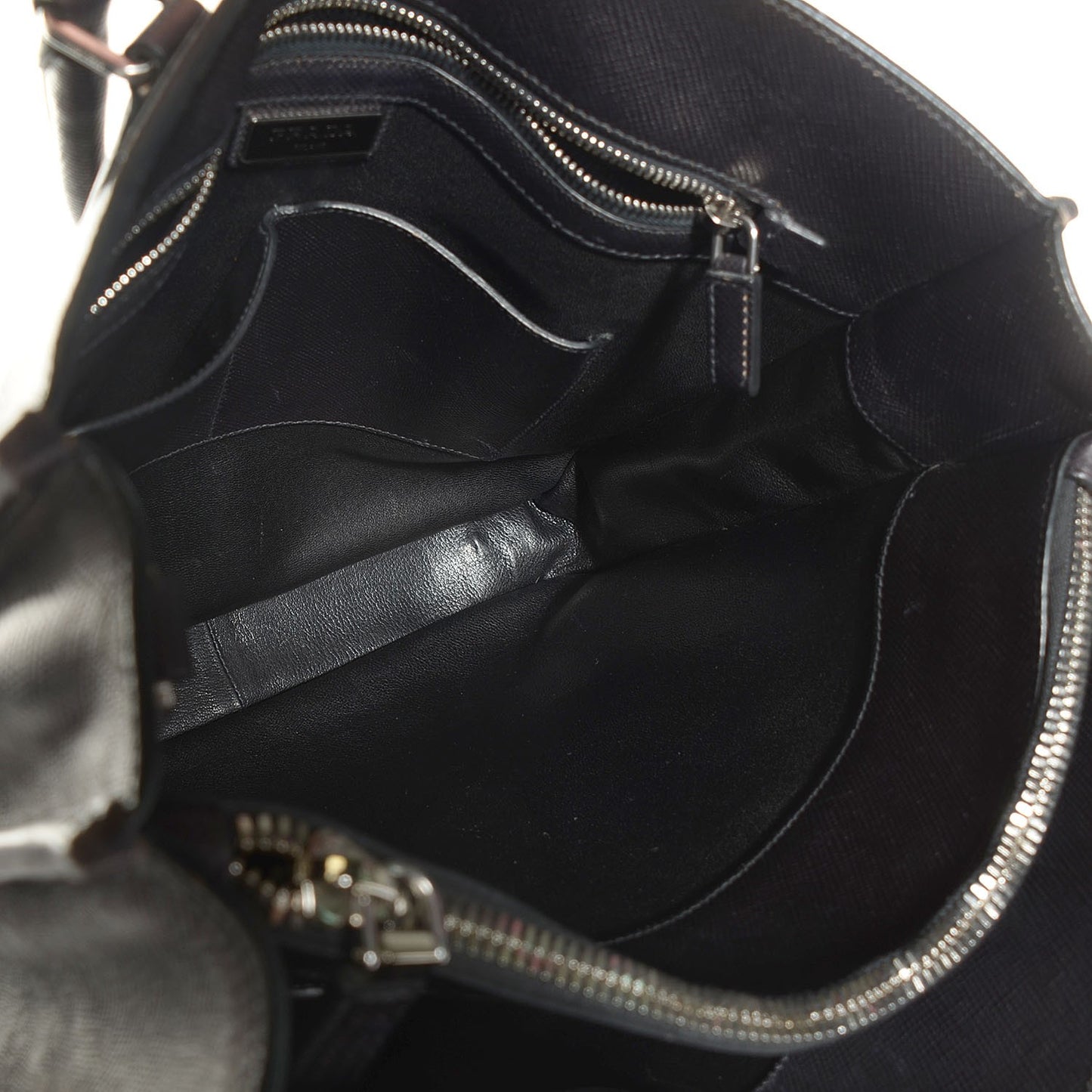 Distressed Saffiano Cuir Double Handle Shopping Tote Black