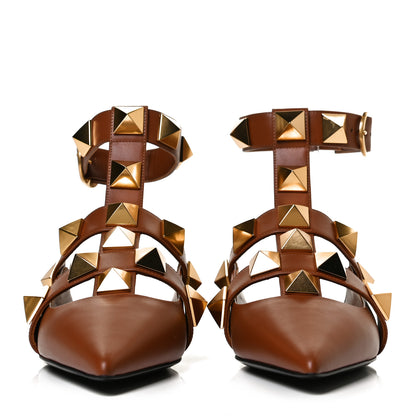 Valentino Garavani Calfskin Roman Stud Ankle Strap Flat Mules 37 Selleria 2 of 10