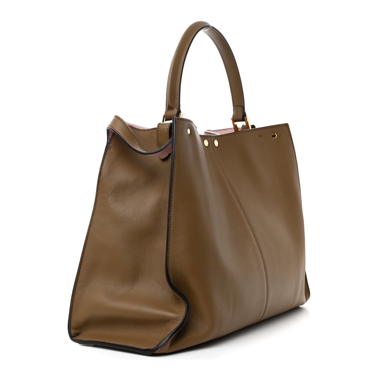 Fendi Vitello Seta Century Large Peekaboo X-Lite Fango Mandorlo 3 of 14