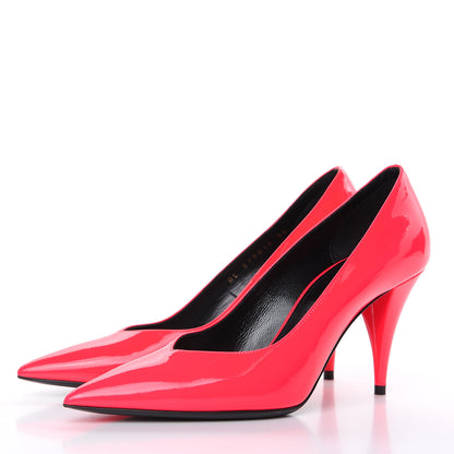 Saint Laurent Patent Calfskin Kiki 85 Pumps 36 Neon Pink 3 of 8