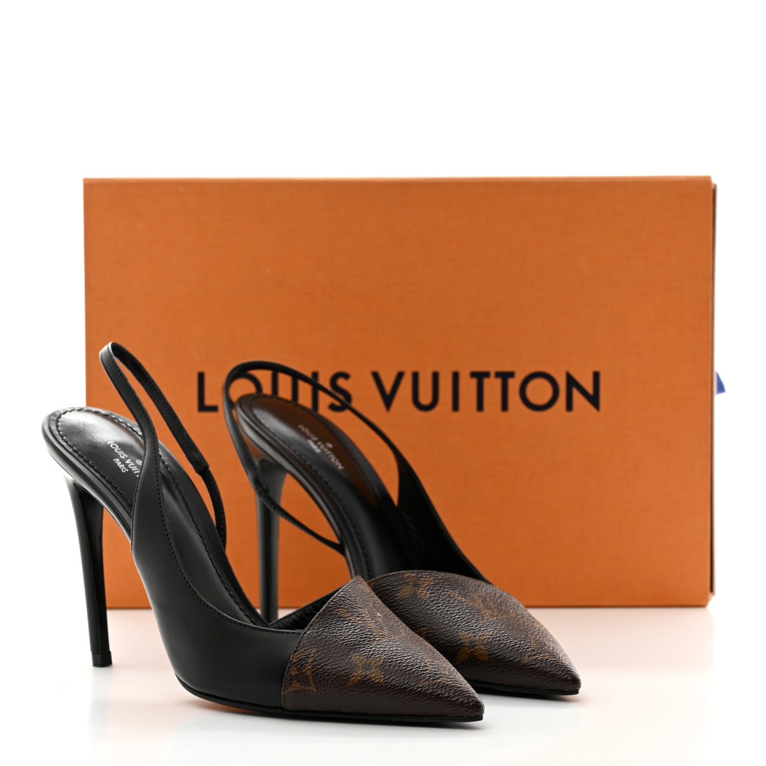 Louis Vuitton Monogram Cherie Slingback Pumps 37 Black 10 of 10
