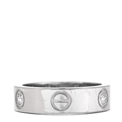 Cartier 18K White Gold 3 Diamond 5.5mm LOVE Ring 54 6.75 3 of 6