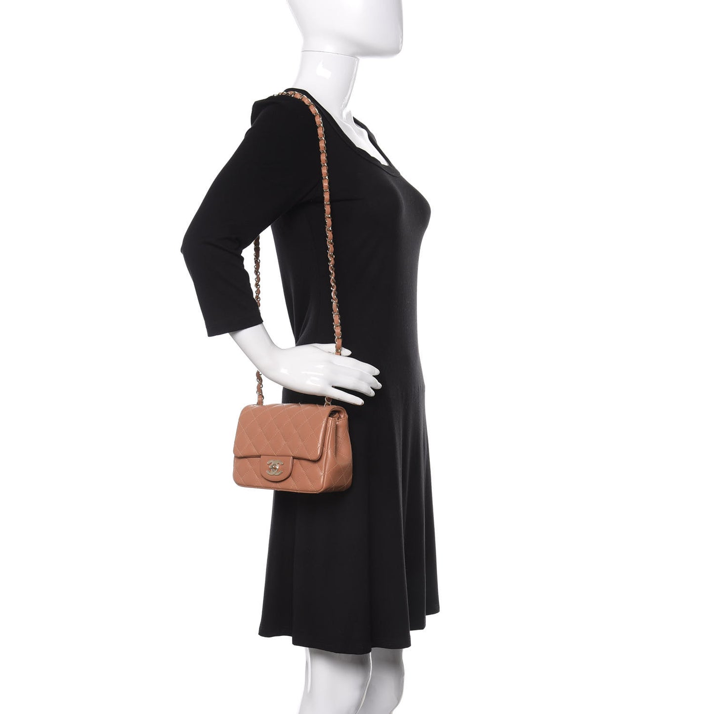 Lambskin Quilted Mini Square Flap Brown