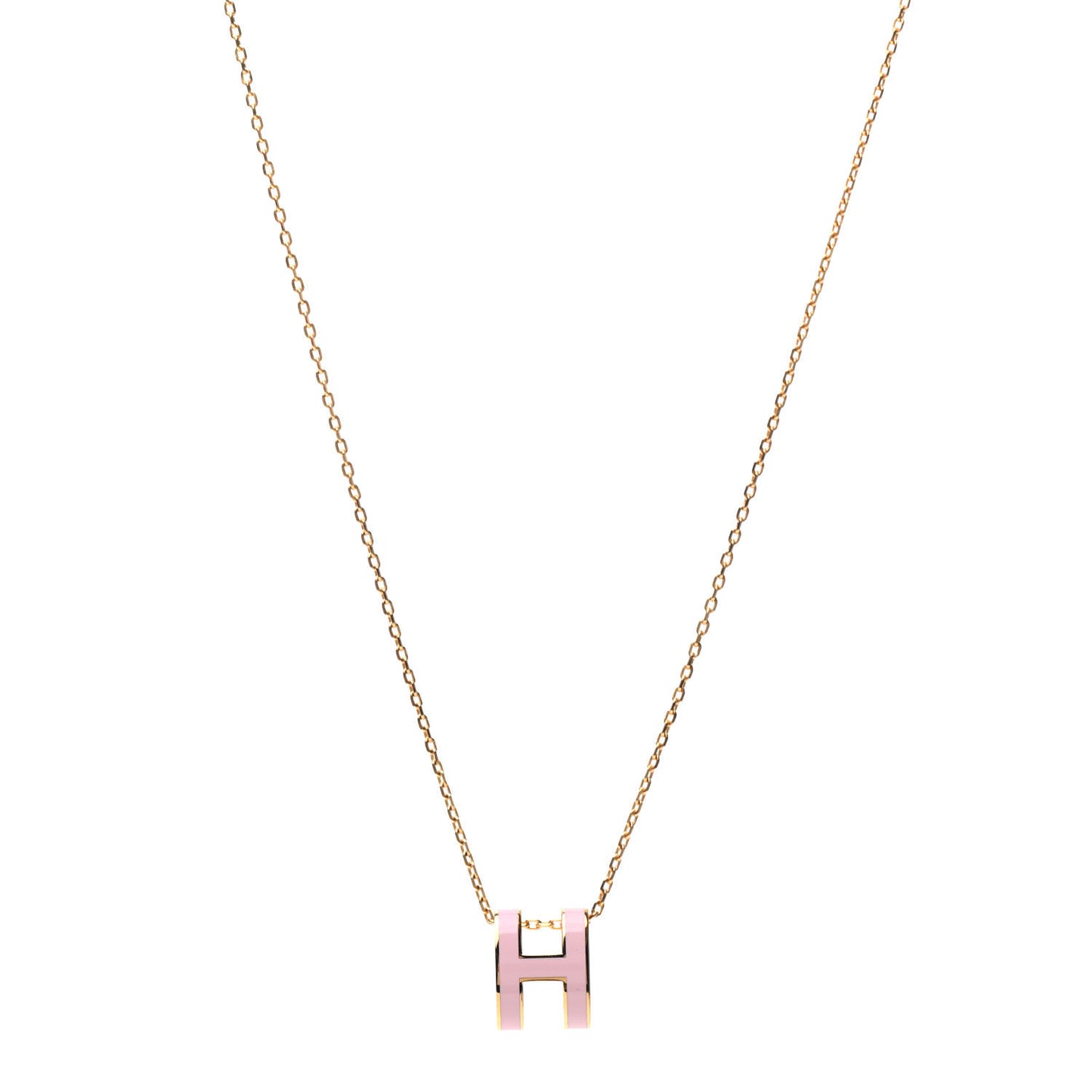 Lacquered Rose Gold Pop H Pendant Necklace Rose Dragee