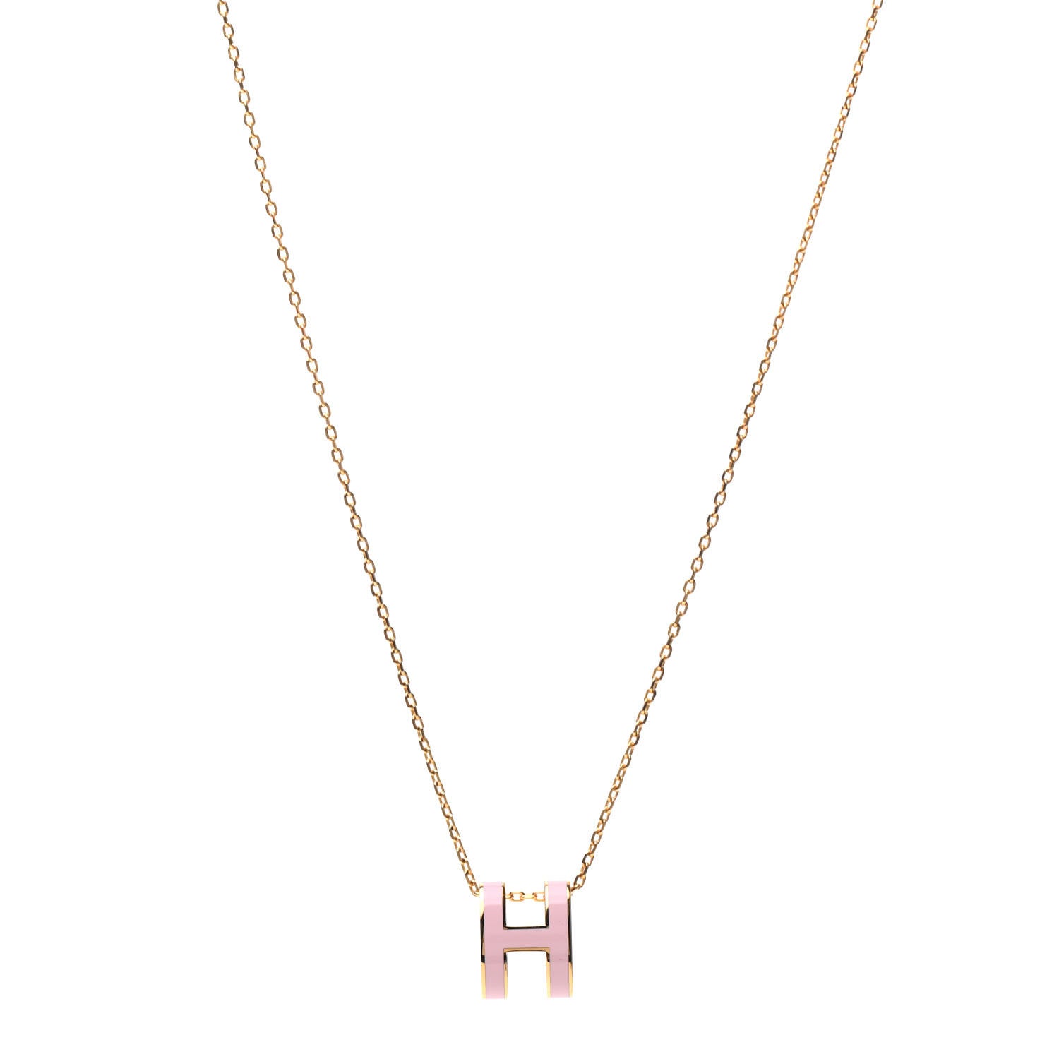 Hermes Lacquered Rose Gold Pop H Pendant Necklace Rose Dragee 1 of 7