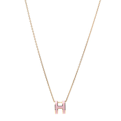 Hermes Lacquered Rose Gold Pop H Pendant Necklace Rose Dragee 1 of 7