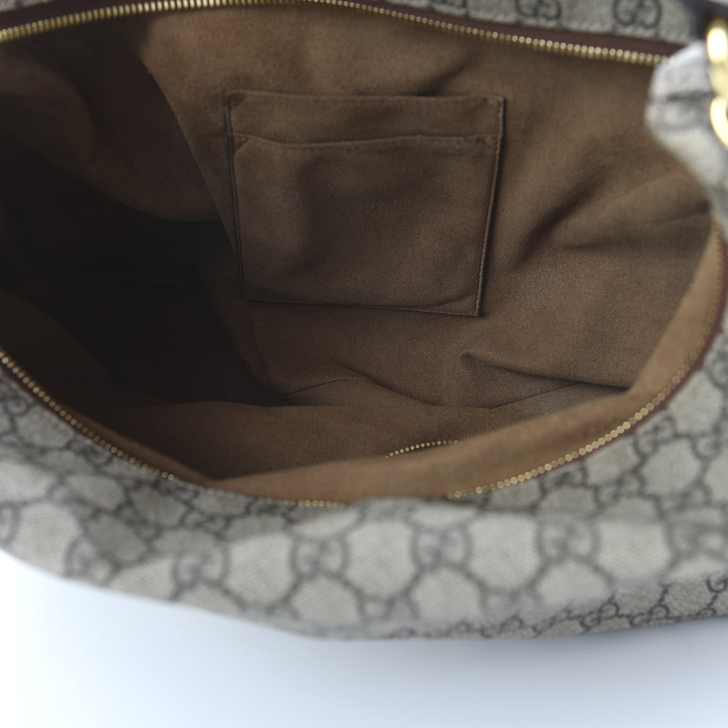 GG Supreme Monogram Large Linea A Hobo Light Brown