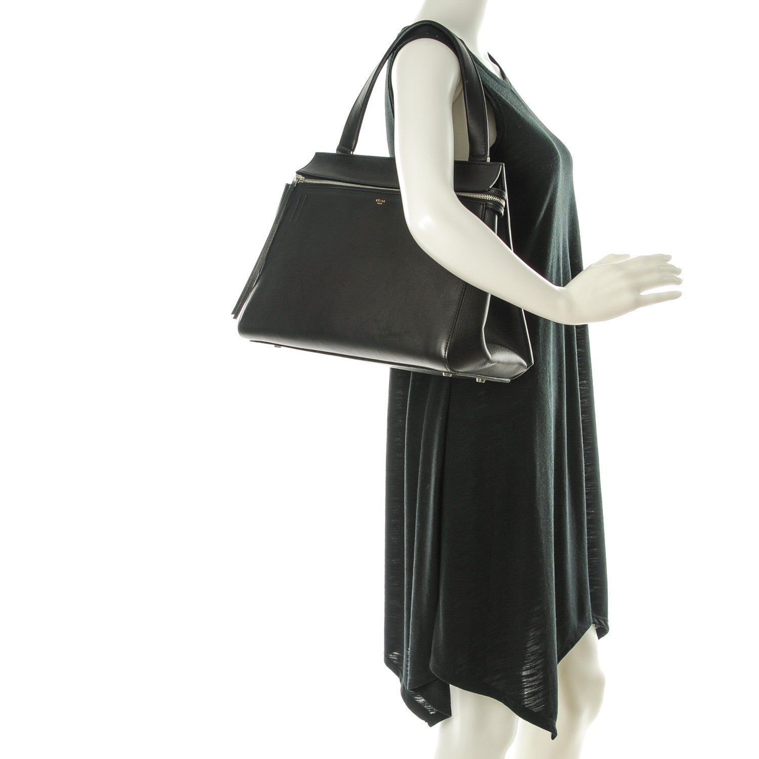 Celine Supple Calfskin Medium Edge Shoulder Bag Black 2 of 8