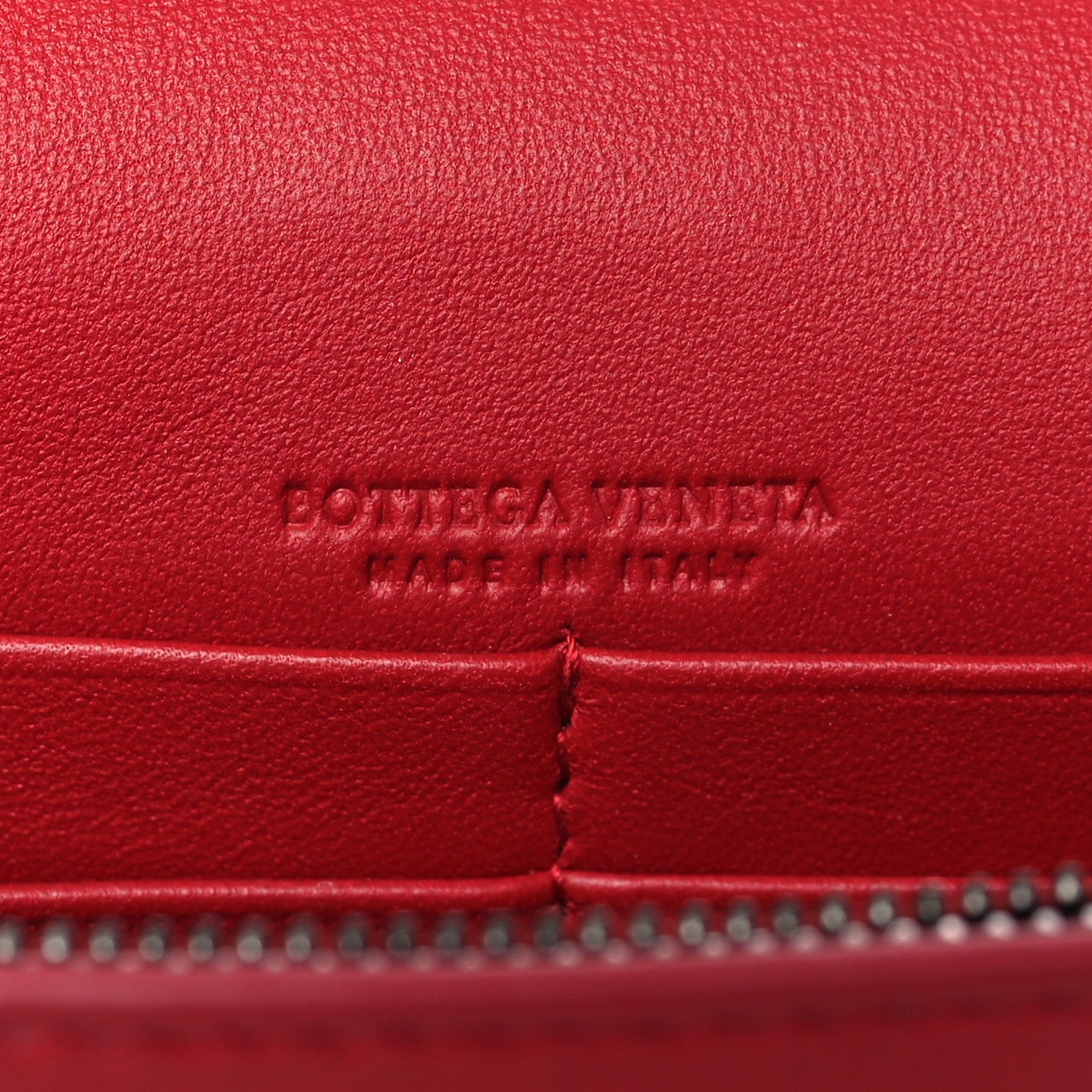 Bottega Veneta Nappa Intrecciato Chain Wallet China Red 6 of 10