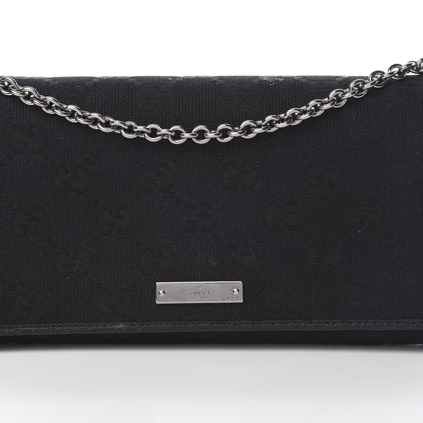 Monogram Metal Bar Chain Wallet Black