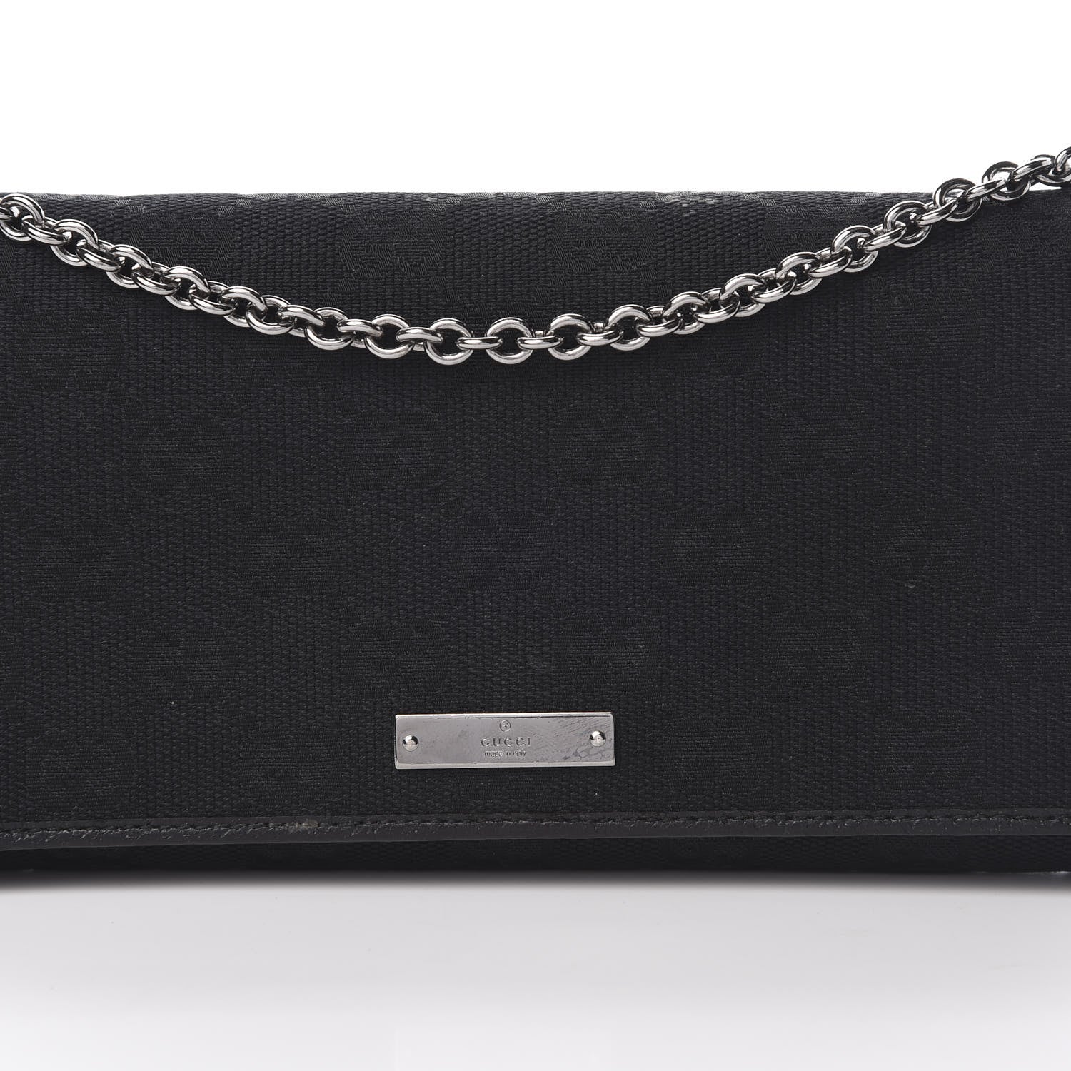 Gucci Monogram Metal Bar Chain Wallet Black 8 of 13