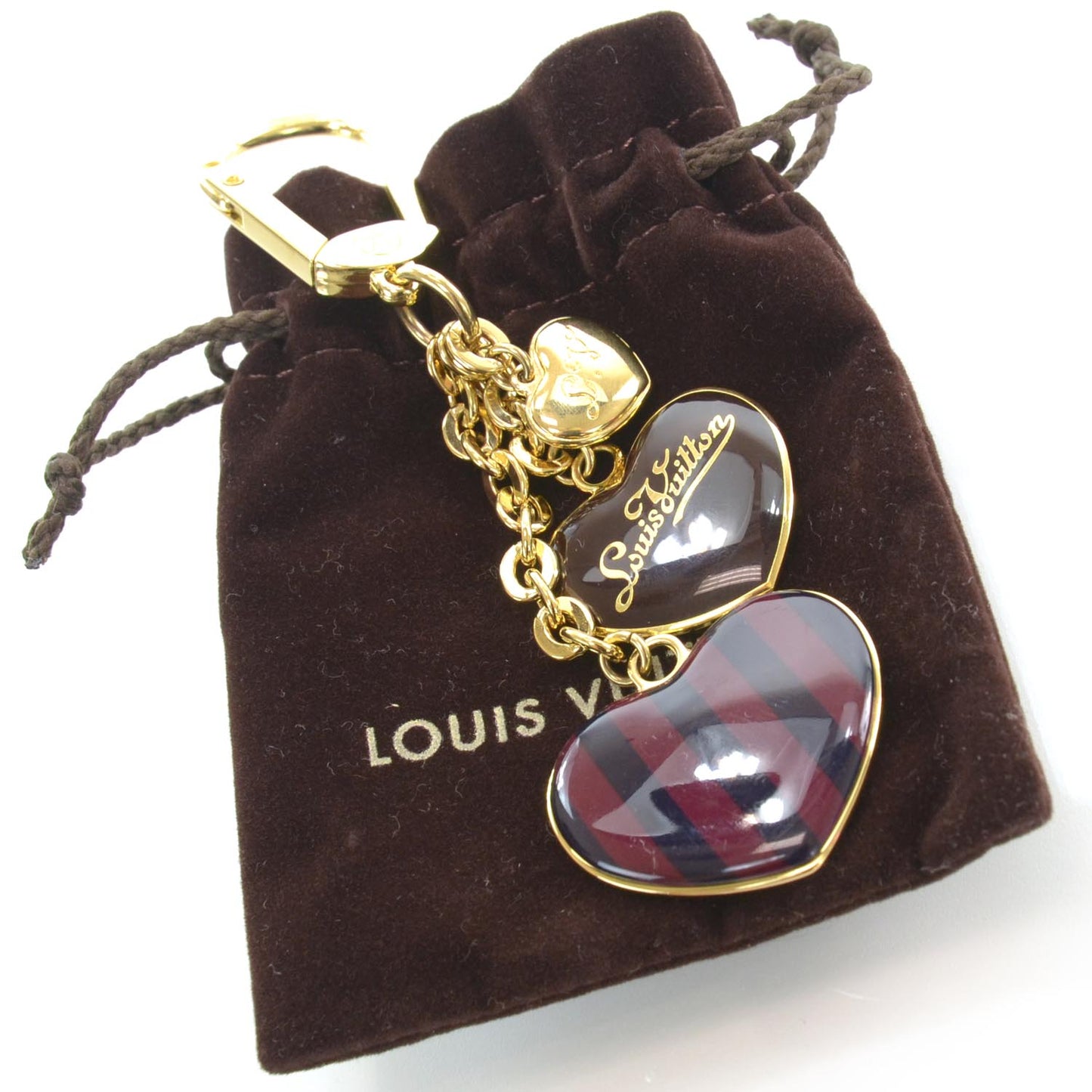 Rayures Coeur Bag Charm Key Holder Amarante