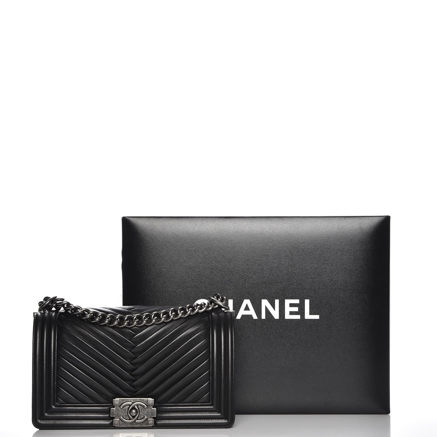 Chanel Lambskin Pleated Medium Boy Flap Black 9 of 9