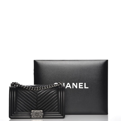 Chanel Lambskin Pleated Medium Boy Flap Black 9 of 9