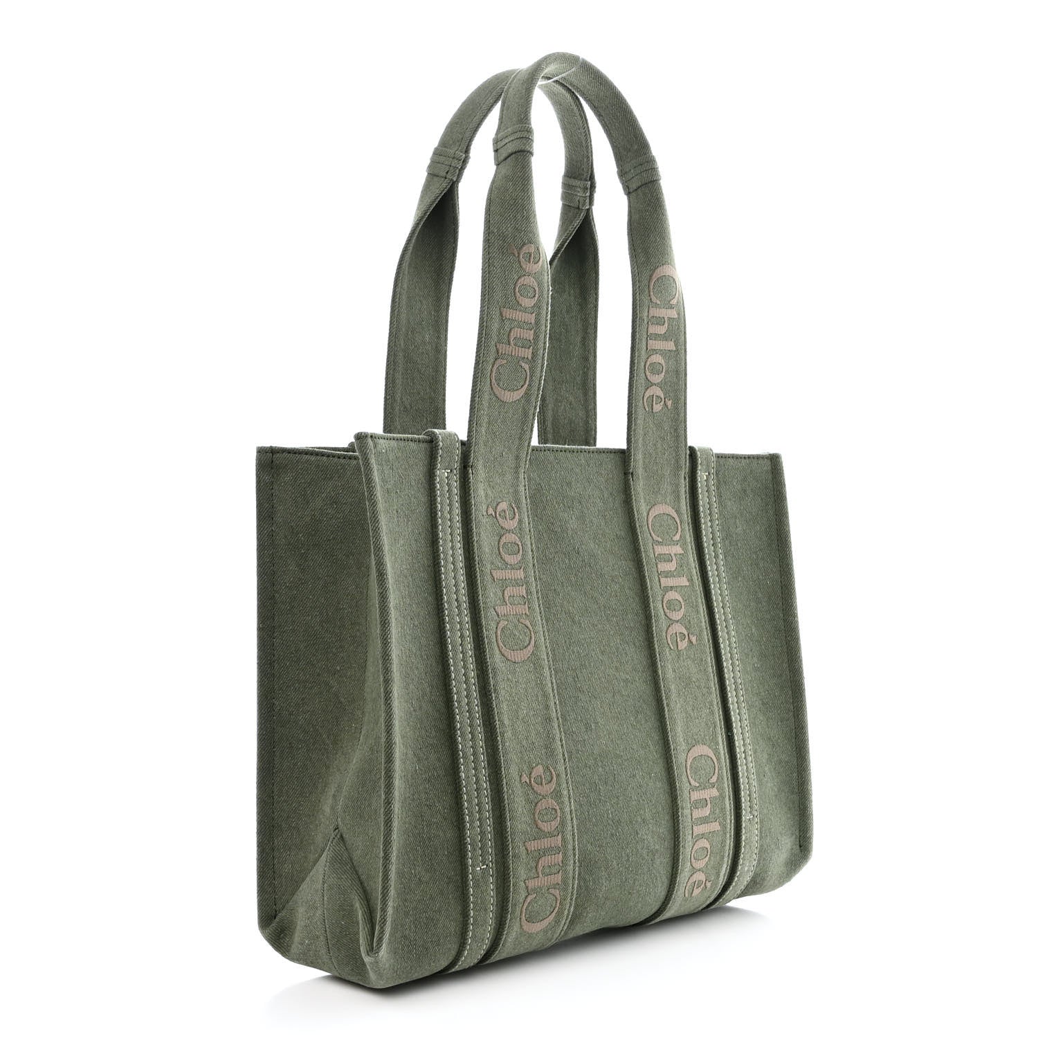 Chloe Linen Medium Woody Tote Wide Forest 3 of 10