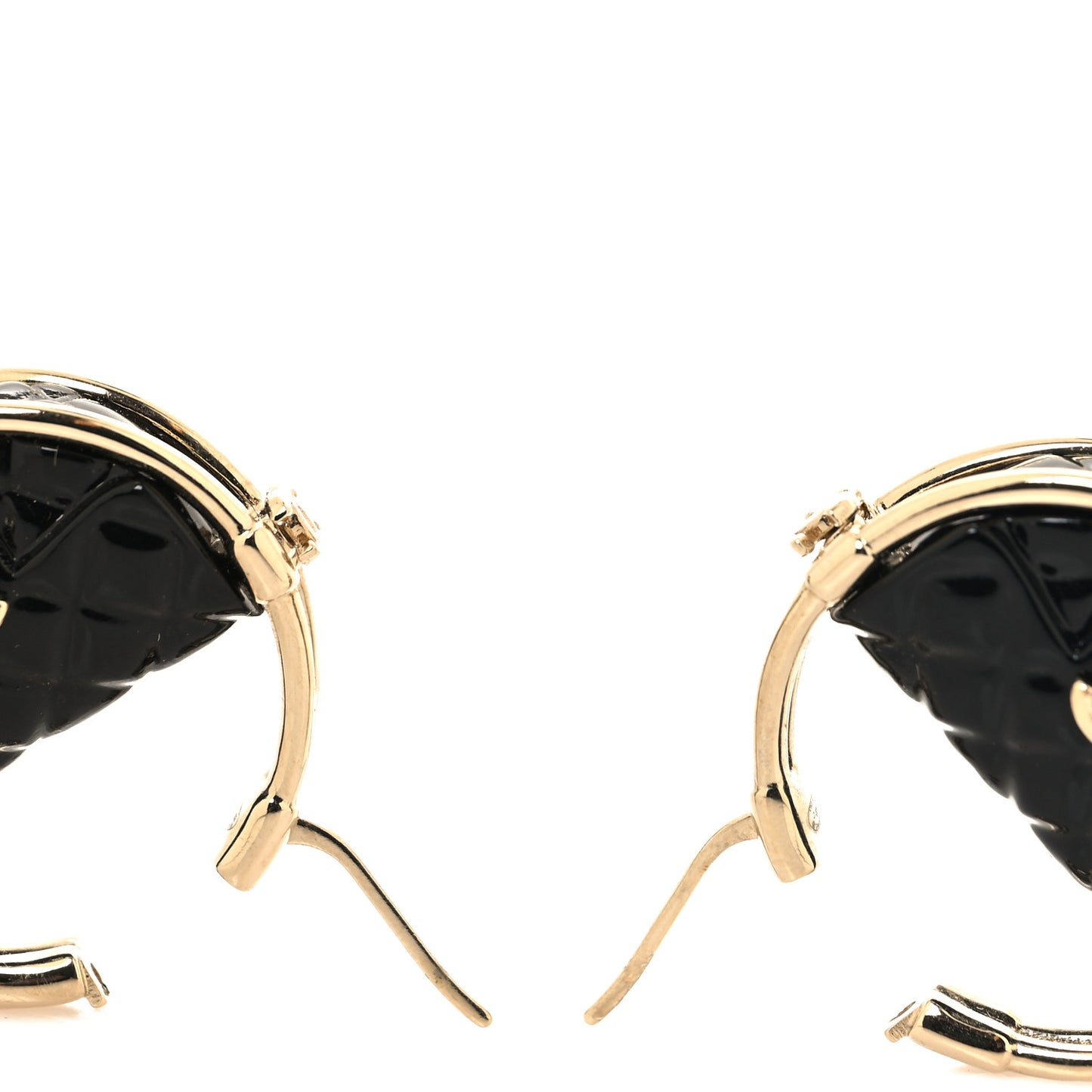 Metal Resin Quilted Flap Bag Hoop Earrings Black Gold