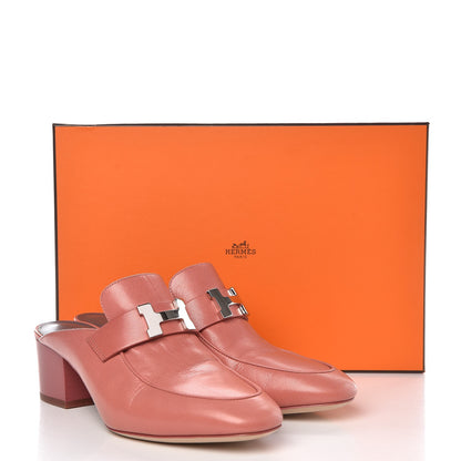 Hermes Goatskin Paradis Mules 37 Rouge Blush 11 of 11