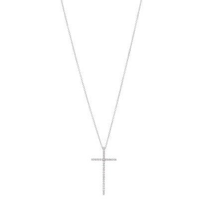 Tiffany 18K White Gold Diamond Metro Cross Pendant Necklace 1 of 6