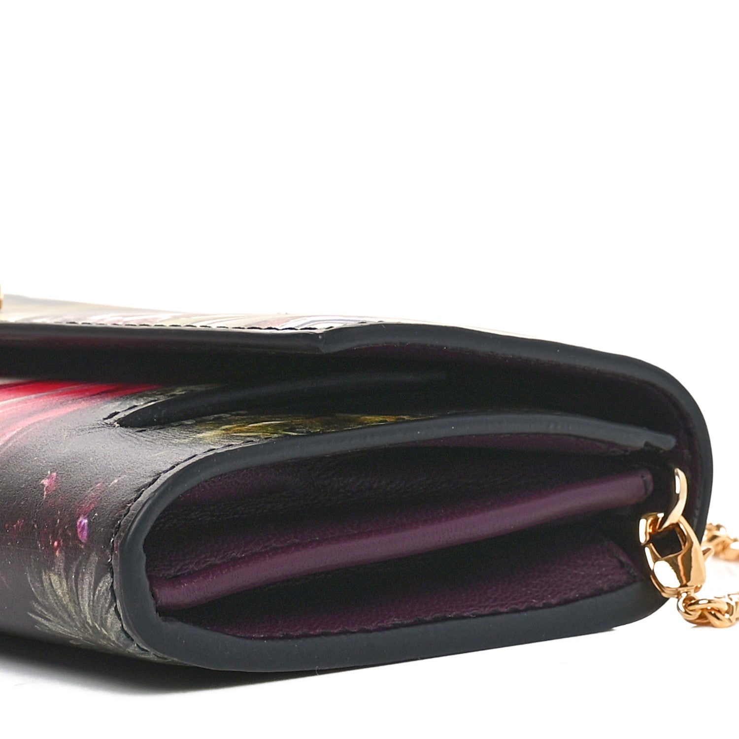 Alexander McQueen Printed Calfskin Dripping Flower Skull Wallet on Chain Multicolor 10 of 11