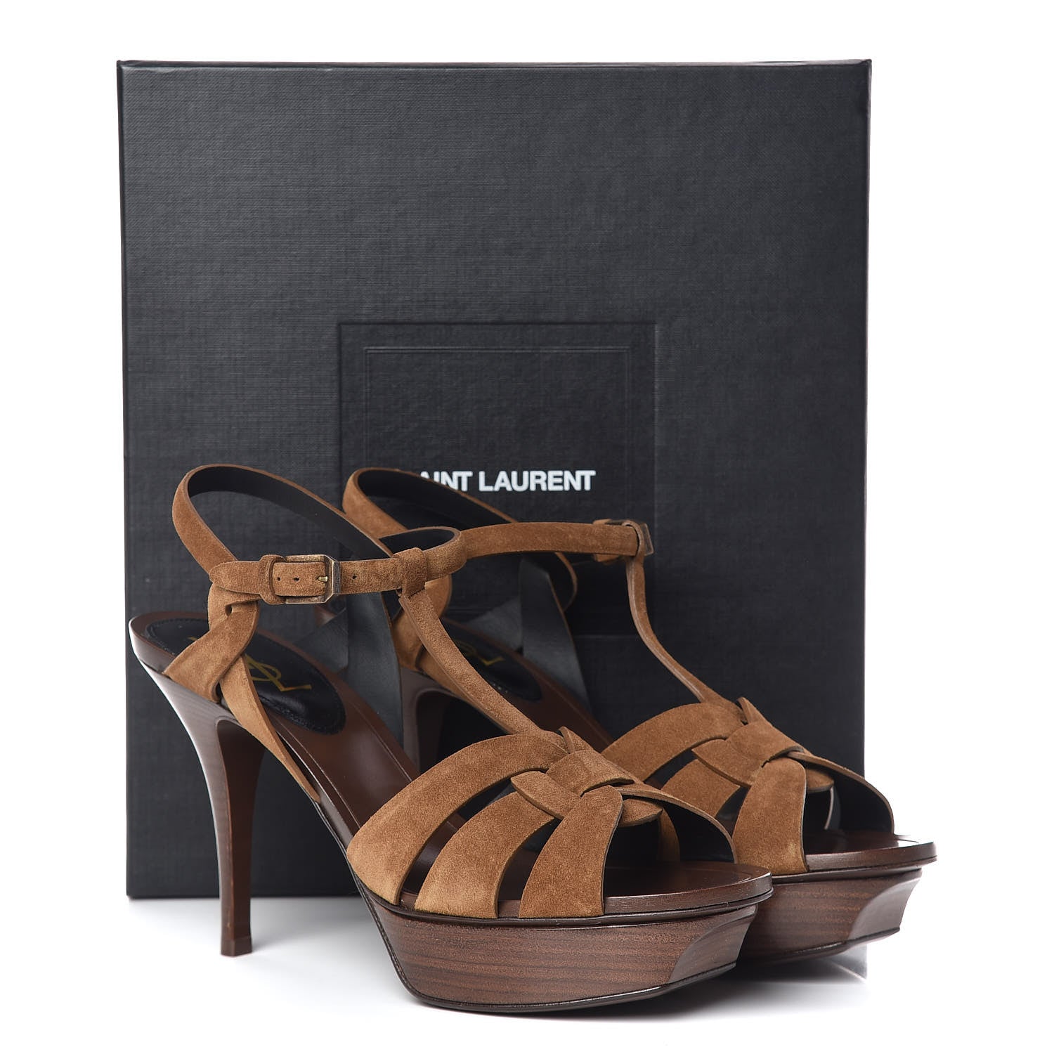 Saint Laurent Suede Tribute 75 Platform Sandals 39.5 Land 18 of 18