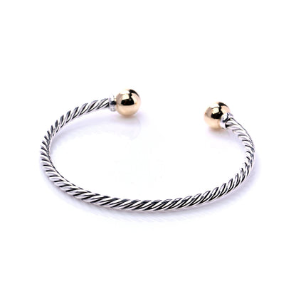 David Yurman Sterling Silver 18K Yellow Gold Diamond 9mm Solari Bead Bracelet 4 of 6