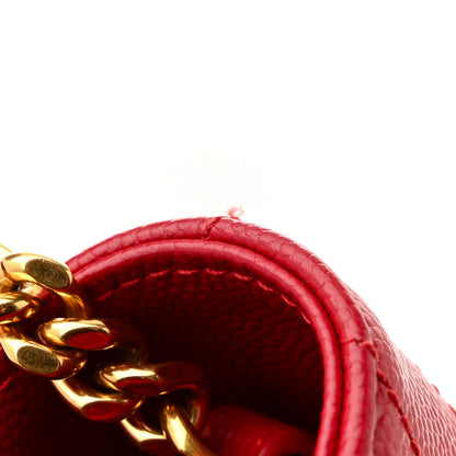Saint Laurent Grain De Poudre Matelasse Chevron Monogram Chain Wallet Red 10 of 12