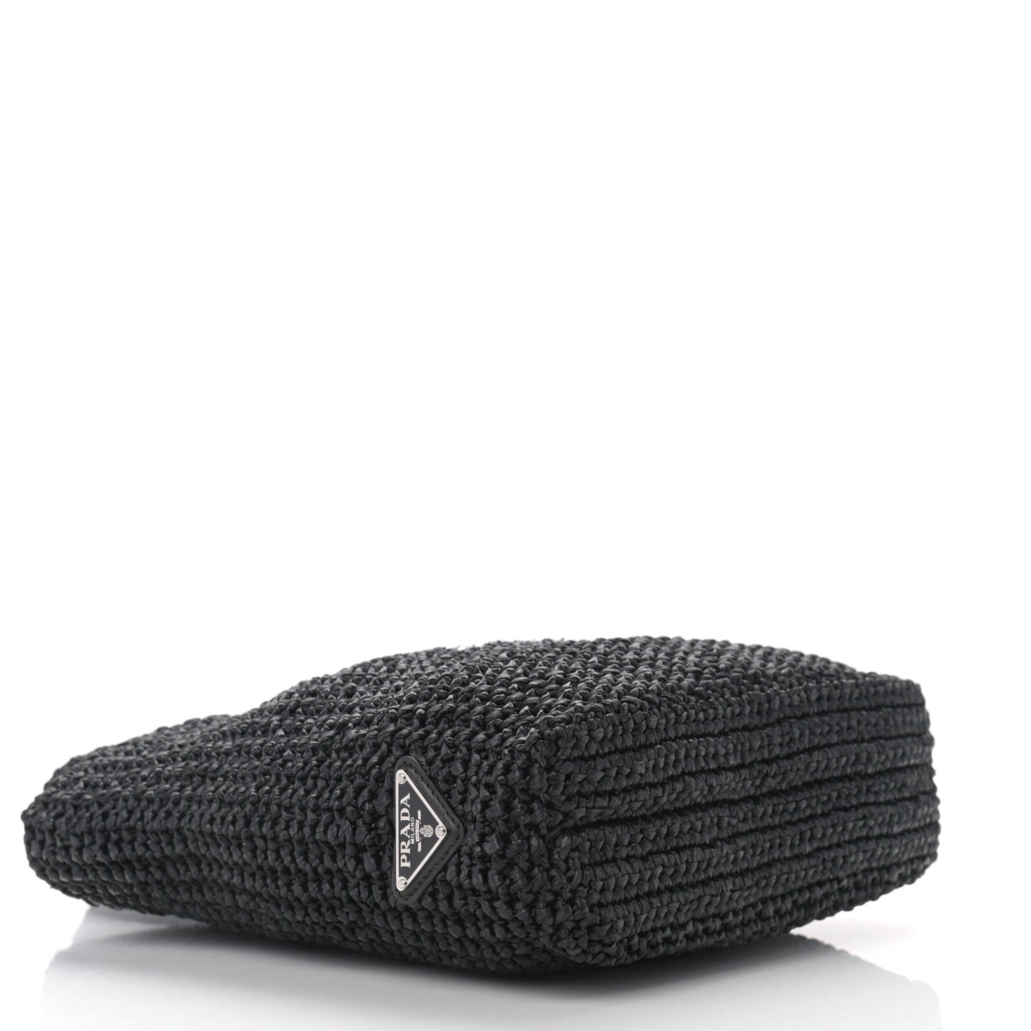 Yarn Raffia Effect Crochet Small Logo Tote Black