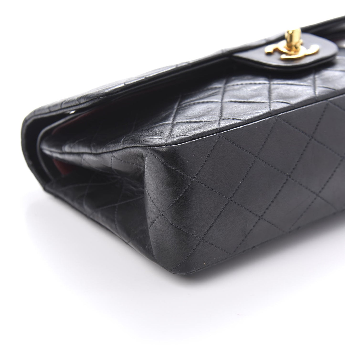 Lambskin Quilted Medium Double Flap Black