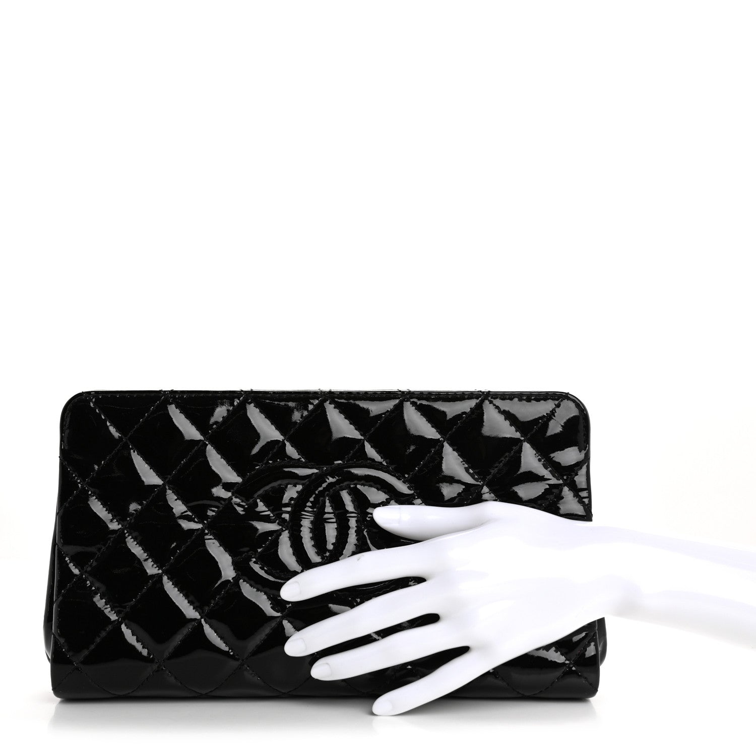 Chanel Patent CC Quilted Timeless Clutch Black 2 of 14