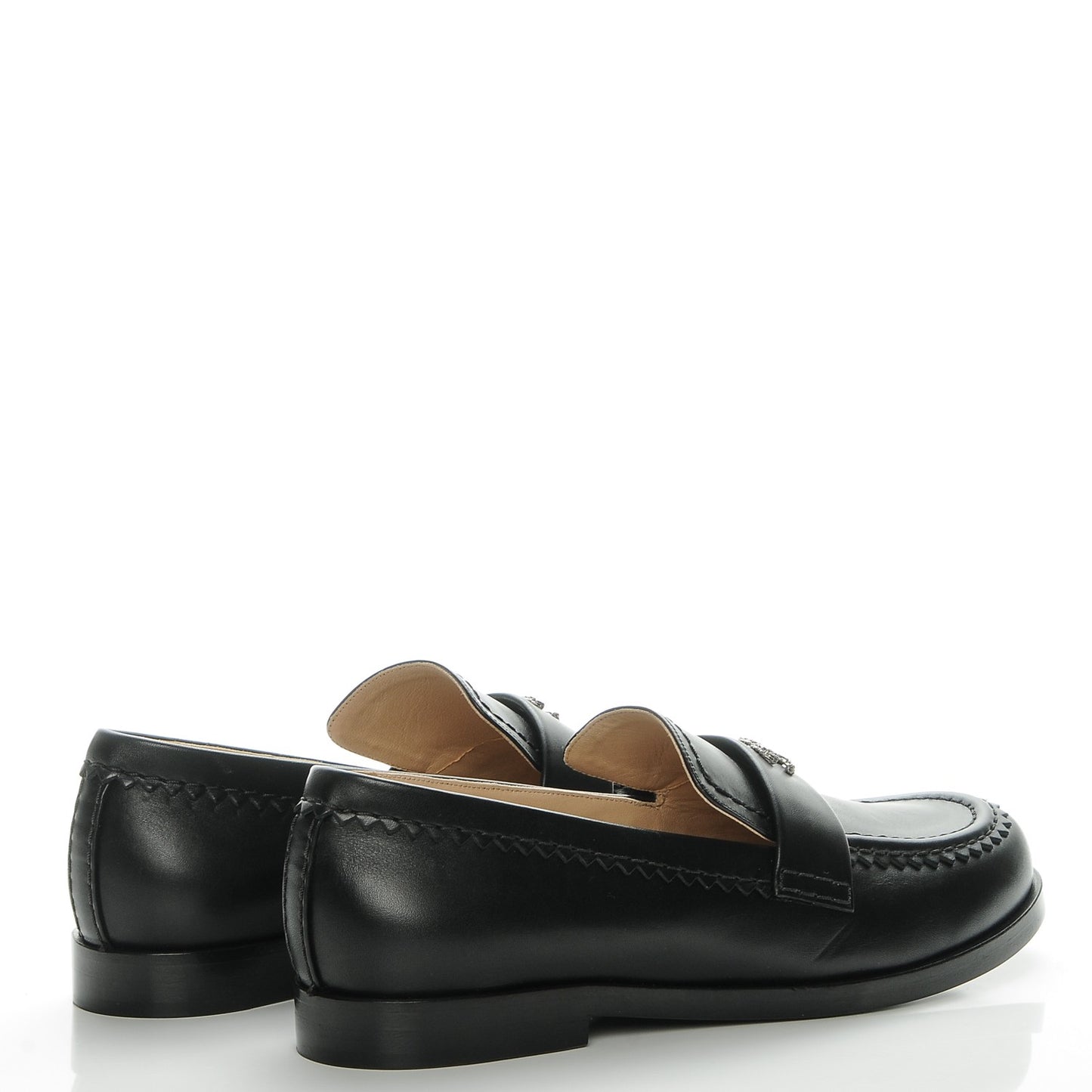 Shiny Calfskin CC Loafers 41 Black