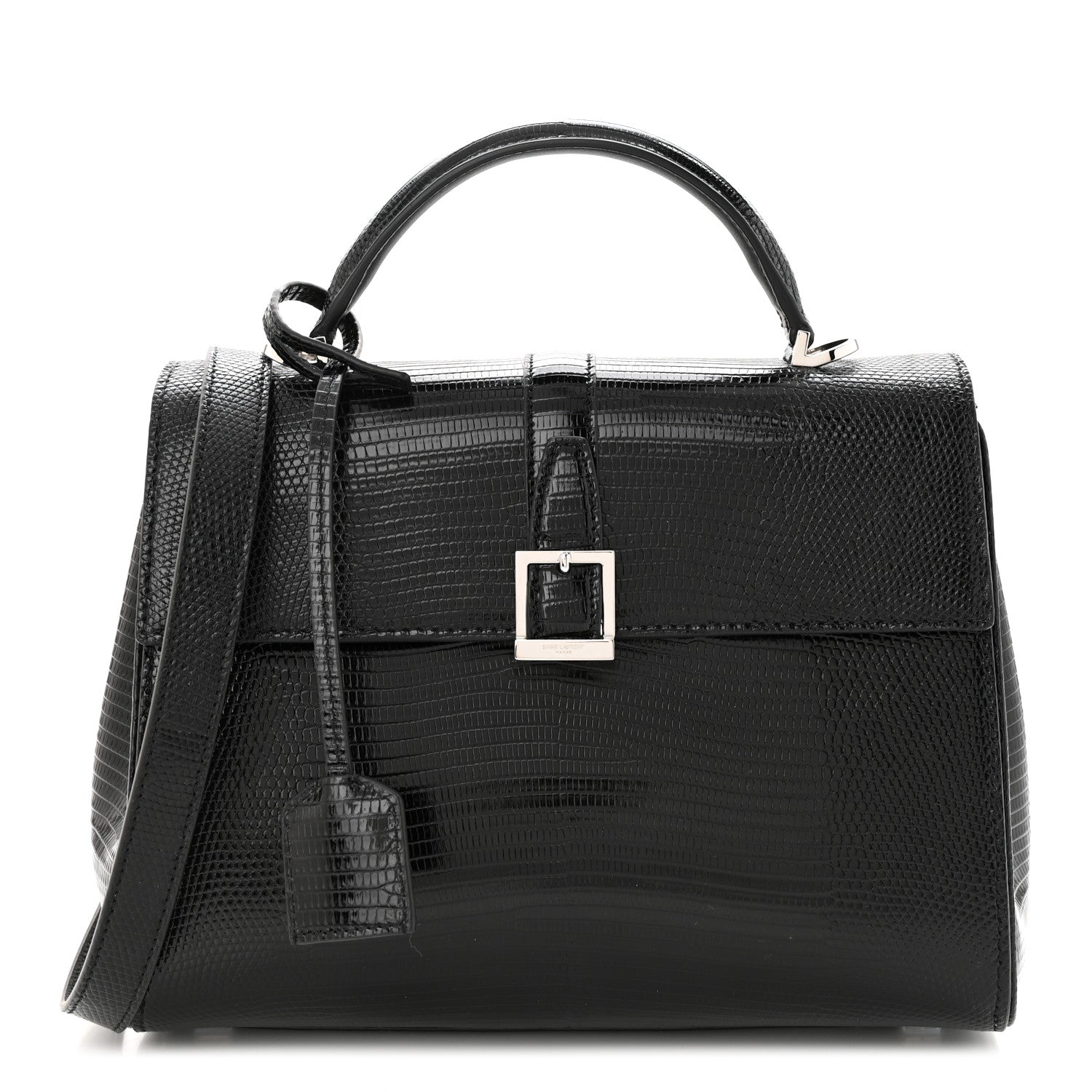 Saint Laurent Lizard Le Fermoir Top Handle Bag Small Black 1 of 9
