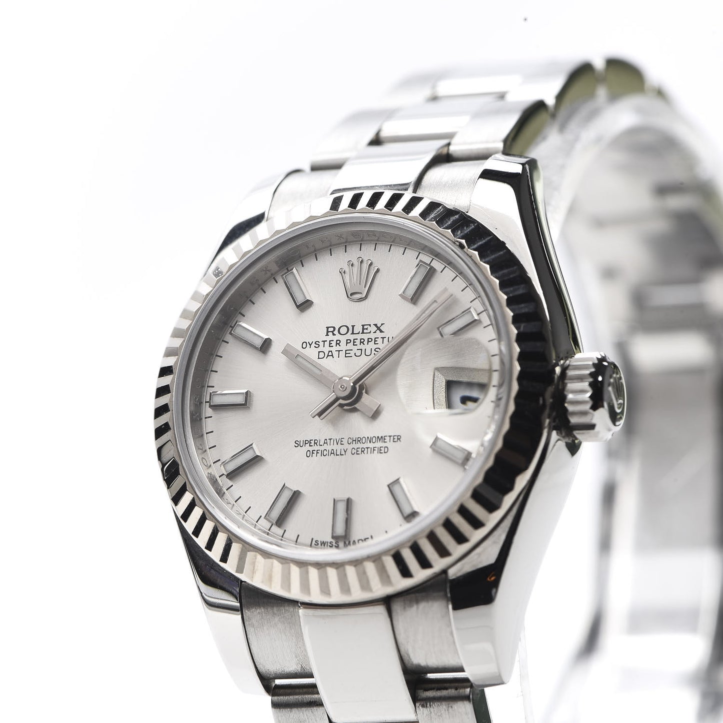 Stainless Steel 18K White Gold 26mm Oyster Perpetual Datejust Watch Silver 179174